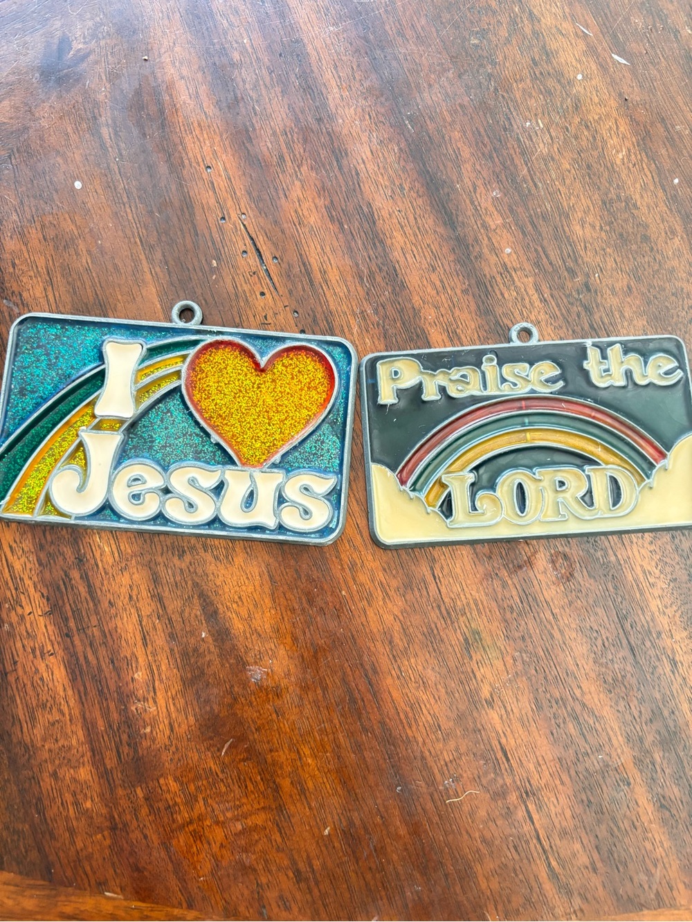 I ♥ Jesus & Praise the Lord Rainbow Wall Sun catchers, Pair